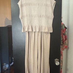 Bluivy Textured Cream Jumpsuit